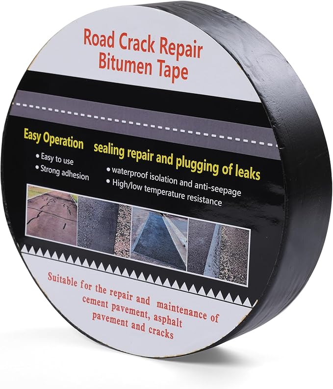 Boshen 1 Roll 2in x 33 FT Asphalt Crack Tape Self-Adhesive Asphalt Crack Filler Asphalt Joint Repair for Driveway Parking Lot Roof Asphalt Cement Road(3mm Thick), No Torch Required