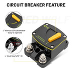 RED WOLF 250A Circuit Breaker Switch Manual Reset DC 12-24V, 5/16"-M8 Stud for Car Audio RV Marine Boat Truck Trolling Motors Stereo Audio Electronic Battery Solar System