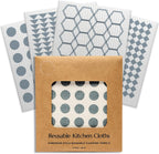 CLEANOMIC Reusable Kitchen Cloths (4 Pack) - Kitchen Washcloths, Dish Towels, Cleaning Cloths, Dish Cloths for Washing Dishes, Dish Rags for Washing Dishes, Reusable Paper Towels
