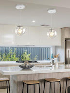 1 Light Globe Pendant Light for Kitchen Island Silver Pendant Light Fixtures with Clear Glass Globe Hanging Lights for Bedroom,Hallway,Bar