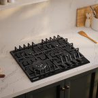 Empava 24 Inch Built-in Gas Cooktop with 4 Sealed SABAF Burners, Tempered Glass Surface LPG/NG Convertible, Flame Out Protection, Dishwasher Safe Grates, 24in