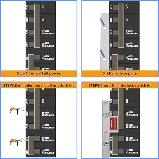 Generator Interlock Kit,Electrical Interlocking Panel Compatible with Square D Homeline Meter Main 150 or 200 Amp Breaker, Generator Electrical Interlock Kit.