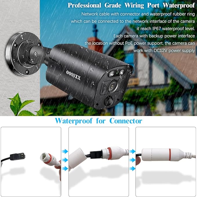 (All-in-One 10.1" IPS 8MP Monitor) 2-Way Audio PoE Outdoor Home Security Camera System Wired Outdoor Video Surveillance IP Cameras System