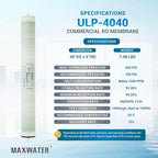 Max Water ULP-4040 Reverse Osmosis 4" x 40" RO Membrane, 2600 GPD | ULP 4040 For Water Purification Desalination Industrial, Agricultural, Commercial | Compatible with Dow Filmtec AG4040FF, TW30-4040