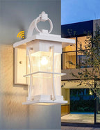 White Outdoor Wall Light Dusk to Dawn Lantern Exterior Fixtures Wall Mount Porch Sconce Light with Photocell Sensor Waterproof Modern Outside House Lighting for House, Patio, Garage, E26 Base