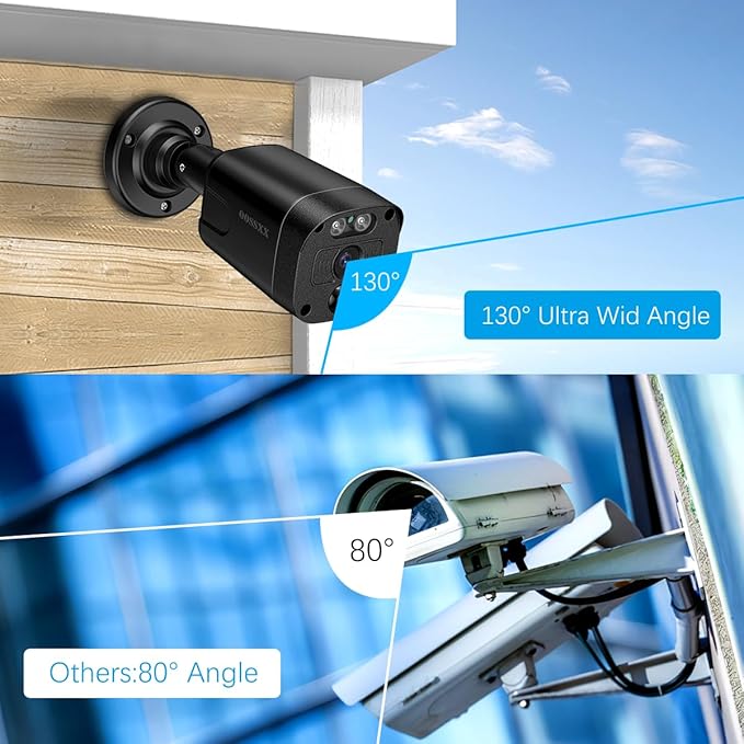 (4K/8.0 Megapixel & 130° Ultra Wide-Angle) 2-Way Audio PoE Outdoor Home Security Camera System Wired Outdoor Video Surveillance IP Cameras System