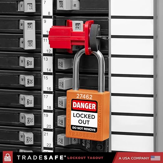 TRADESAFE Lockout Tagout Locks Set - 7 Orange Loto Locks, Lockout Locks Keyed Different, 2 Keys Per Lock, OSHA Compliant Lock Out Tag Out Padlocks, Safety Padlocks for Electrical Lockout Tag Out Kits
