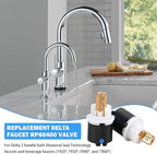RP60400 Delta Faucet Valve Stem Cartridge Replacement for Delta Two Handle Diamond Seal Technology Bathroom Sink Bathtub Shower Faucet and Beverage Faucet, Delta Faucet Stem Assembly Repair Kit