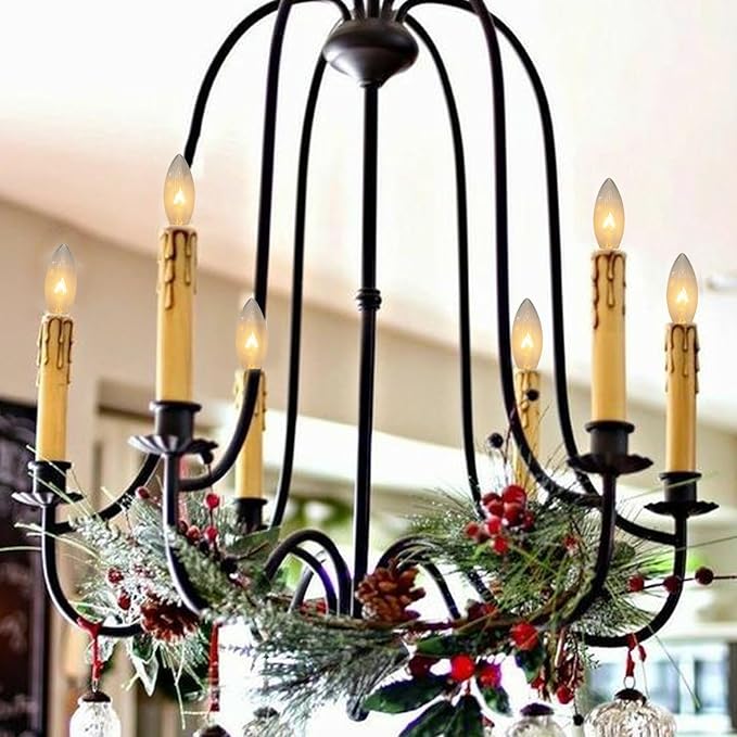 25 Pack Clear Torpedo Tip Replacement Bulbs,7 Watts Incandescent E12 Candelabra Base 120V C26 Window Candle Light Bulbs for Chandeliers Night Light Electric Candle Light