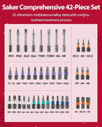 Saker 42-in-1 Magnetic Screwdriver Set for Christmas Gifts, Screwdriver Kit with T Handle & Storage Case, Holiday Gifts for Men, DIY, Furniture, Computer, and Bicycle Repair, Orange