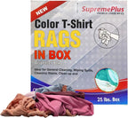 Premium Color Knit Cleaning Rags (600 lbs. Pallet 24x25 lbs. Compressed Box) – Shop Rags Bulk for Workshops, Mechanics, Painters, and Home Use, Multipurpose Cotton T-Shirt Rags