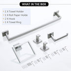 TNOMS Bathroom Towel Bar Set 5 Pieces Brushed Nickel Square Modern Bathroom Hardware Set,Stainless Steel Wall Mounted 23.6-Inch