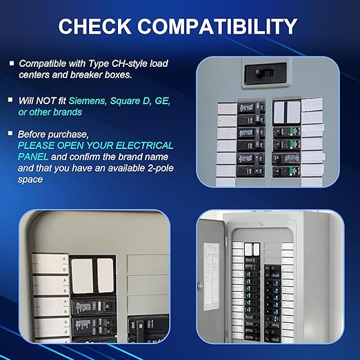 100 Amp 2-Pole Circuit Breaker, Type 3/4-Inch Plug-On Molded Case Circuit Breaker, 120/240V, Thermal Magnetic, 10-Yr Warranty