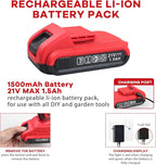 jar-owl Powerful Brushless Motor 21V Cordless Drill Set, 319 in-lb Torque, 0-1350RMP Variable Speed, 10MM 3/8'' Keyless Chuck, 25+1 Clutch, 1.5Ah Li-Ion Battery & Charger for Home Tool Kit