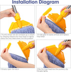 6 Pack Heavy Loop End Cotton String Mop Head Heavy Duty Mop Head Commercial Refills Mop Head Replacement for Home Industrial Commercial Floor Cleaning(Blue, Orange)