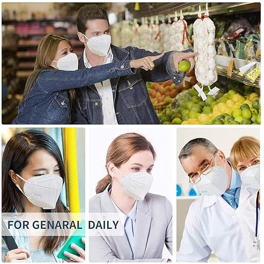 LEMENT 50PCS KN95 Face Mask 5 Layer Breathable with Elastic EarLoops Cup Dust Safety Masks White