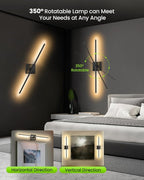 CLY Battery Operated Wall Sconce Set of 2, Dimmable 2700K-6500K Battery Wall Sconce with Remote Control 8000mAh Rechargeable Wall Lights Wireless Sconces for Mirror/Hallway/Living Room/Bedroom 28 Inch