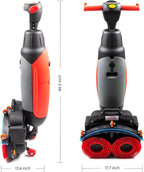 SM430 17" Walk-behind Commercial Floor Scrubber Buffer Polisher Machine, Dual Brushes, Dual Pads and Drivers, 10000 sqft/h, Cordless Rechargeable Lithium Battery, Lightweight, Red