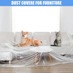 5 Pieces Plastic Drop Sheets for Painting, Waterproof and Dust-Proof Clear Cloth for Furniture Cover, 9x12 Feet Tarps