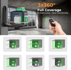 CIGMAN 3D Laser Level with Tripod,Remote Control,Compact Design,4000mAh Battery,Rotary Base,3x360°Self-Leveling Green Laser Leveler for Picture Hanging and DIY Projects