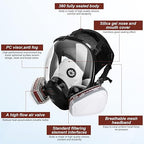 Full Face Reusable Gas Mask - Respirator Mask Survival Nuclear and Chemical with Filters,Organic Vapor Gas Mask for Polishing,Welding,Painting,Dust
