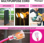 25 Ft Outdoor Extension Cord with 3 Prong, 16/3 SJTW Neon Pink Extension Cord 25ft, 13 AMP for Indoor or Outdoor Use, Small Appliances, Gardens, Lawn, Lights Decor - UL Listed