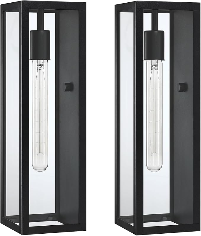 16'' Large Outdoor Wall Lights Exterior 2Pack, Waterproof Matte Black Exterior Lighting Fixtures Wall Mount, Front Porch Lights Outdoor Wall Sconces Exterior Coach Lights for Garage