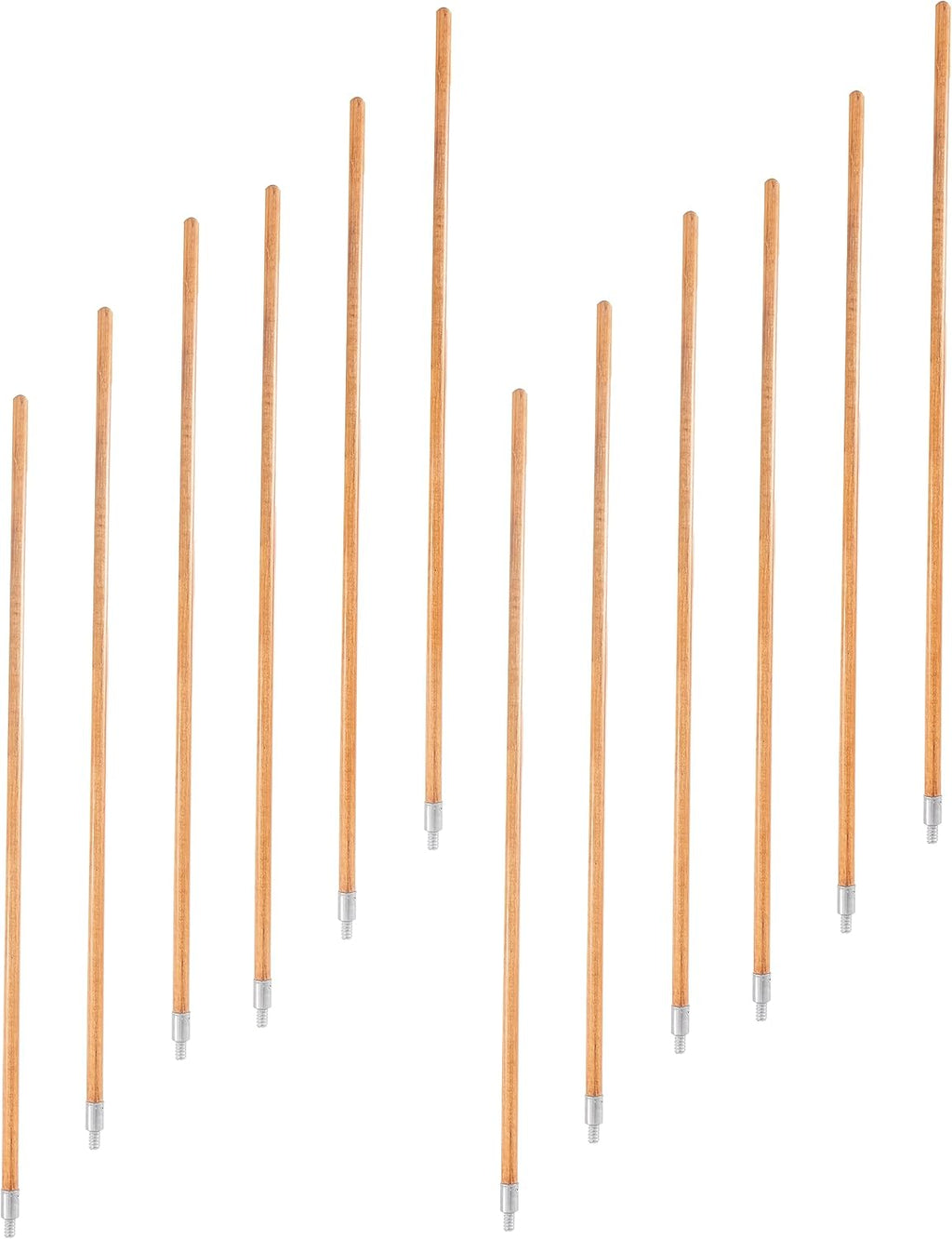 Matthew Cleaning Commercial 60inch Screw On Mop Handle for Floor Cleaning Heavy Duty Mop Head Replacement Holder Industrial Grade Lacquered-Wood Handle with Threaded Metal Tip - 12 Pack