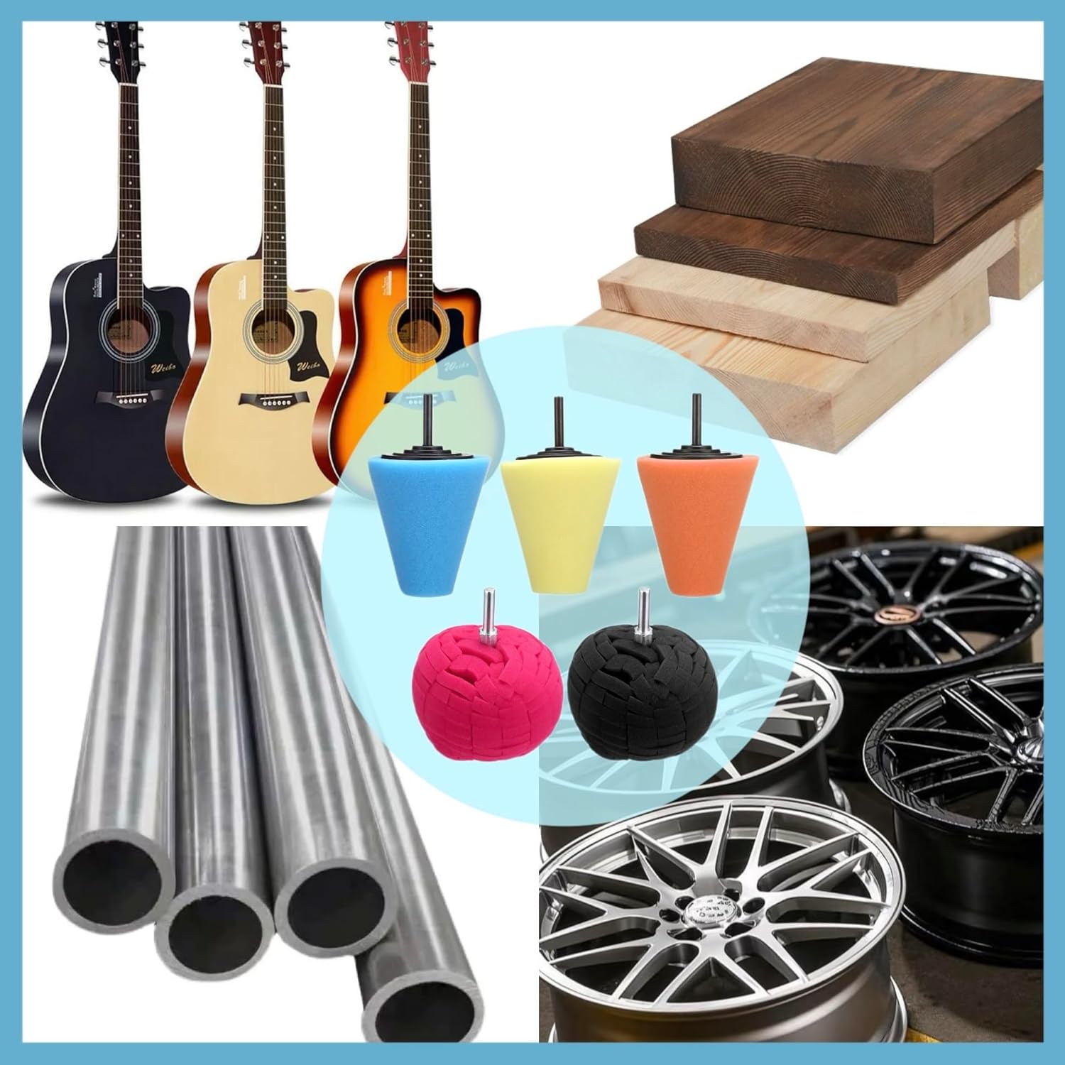 5Pcs Aluminum Polishing Kit Foam Sponge Polishing Balls Wheel Polishing Kit for Drills, Car Wheel and Polisher Kits for Car Care, Chrome, Rims, Metal, Plastic, Ceramic and Glass.