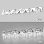 Aipsun Bathroom Vanity Light Crystal Vanity Lighting Fixtures 6 Lights Chrome Vanity Light for Bathroom (Exclude Bulb)