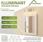 Vanity Bathroom Light, 3-Light Bathroom Light Fixtures Over Mirror, Silver Vanity Lights for Bathroom with Clear Glass, Modern Wall Lamp for Cabinet Hallway, Bedroom