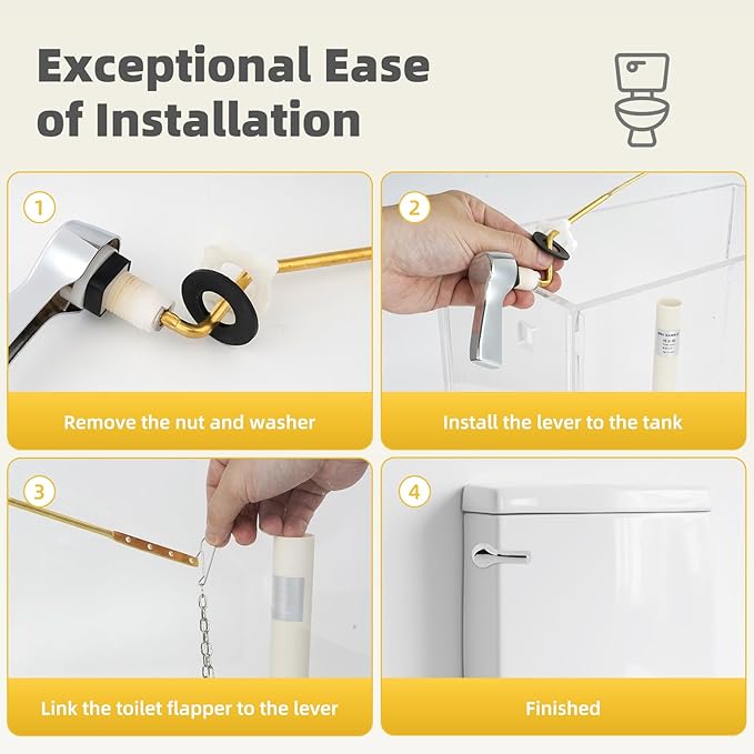 iFealClear Universal Side Toilet Flush Hnadle Replacement, Angle Mount Toilet Handle Replacement Compatible with Kohler, American Standard, TOTO, Mansfield, Solid Brass, Chrome