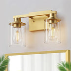 DORESshop Bathroom Light Fixtures, 2-Light Vanity Light Over Mirror with Clear Glass Shade, Vanity Lights for Living Room Bedroom, Gold, ETL Listed