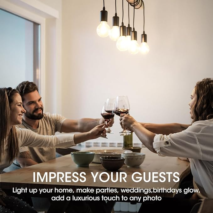 Edison Light Bulbs 60W Equivalent, Dimmable Vintage LED Light Bulbs, E26 Medium Base, Cool White 4000K, ST58, 6W, 750LM, 90+ CRI, Antique Decorative Filament LED Bulb, Clear Glass, 8 Pack