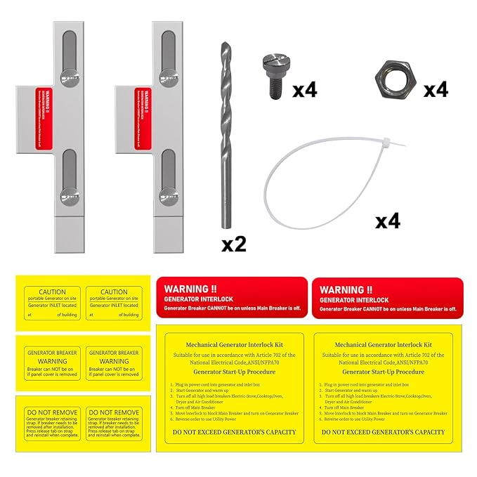 2 Set Generator Interlock Kit Compatible with Eaton Cutler Hammer 100 Amp and 125 Amp Panels Breaker,for Safe Usage of Portable Power During Outage,Professional and Interlock Kit (2)