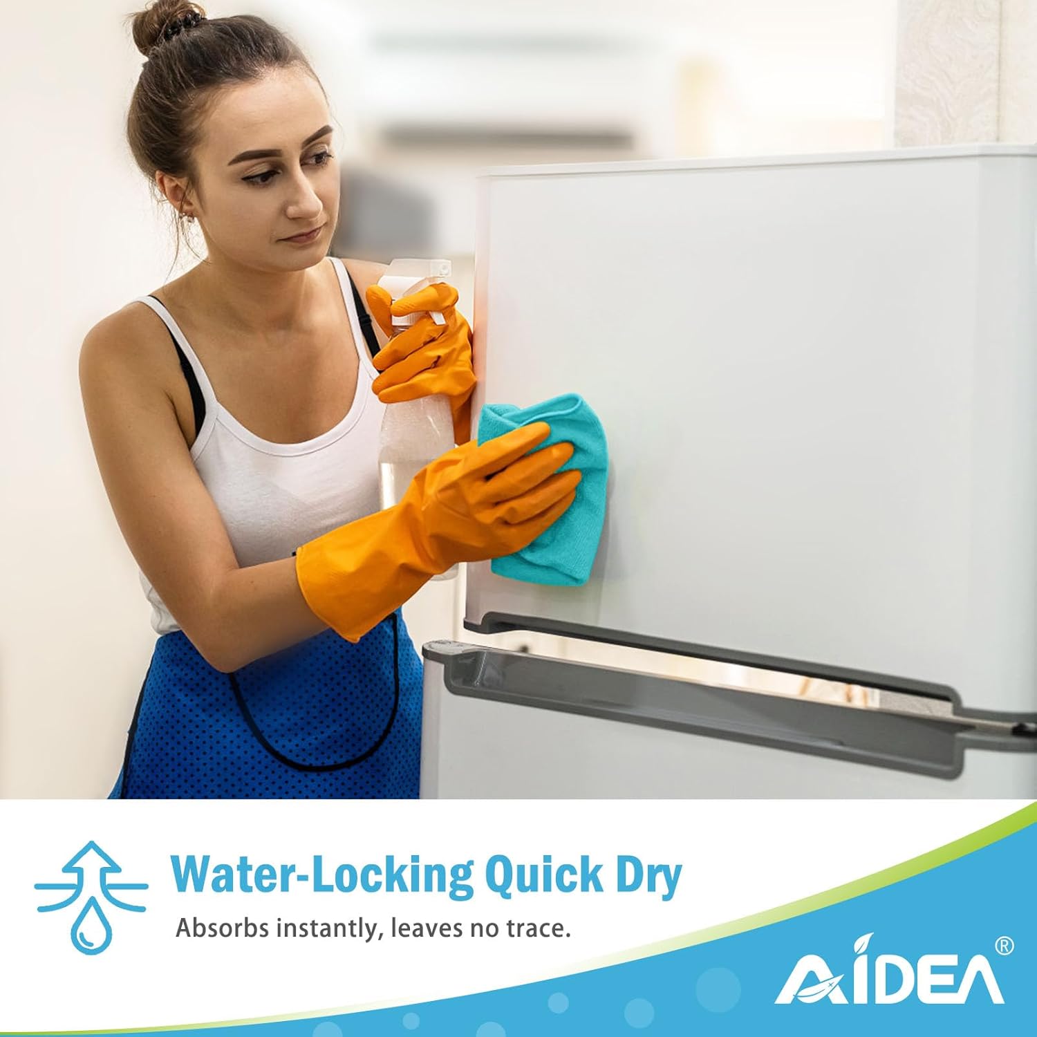 AIDEA Microfiber Cleaning Cloth-12PK, Soft Microfiber Towels for Cars, Absorbent Cleaning Rags, Lint-Free Streak-Free Wash Cloths for House, Kitchen, Window(12in.x12in), Blue