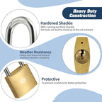 HOX 6-Pack Keyed Padlock, Waterproof and Rustproof, Solid Brass Lock with 1-1/4" Wide Body, Padlock with Keys for Storage Unit, Sheds, Garages and Fence