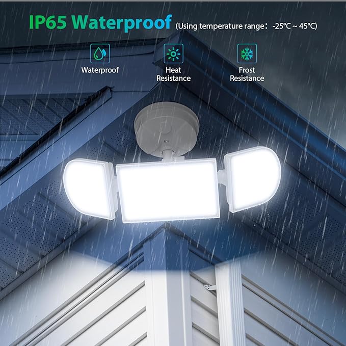 iMaihom 140W Flood Lights Outdoor, 14000LM Ultra Bright LED Flood Light Outdoor, 3 Adjustable Heads Security Lights, IP65 Waterproof Outside Flood Light, 6500K Floodlight for Yard Garage Court (White)