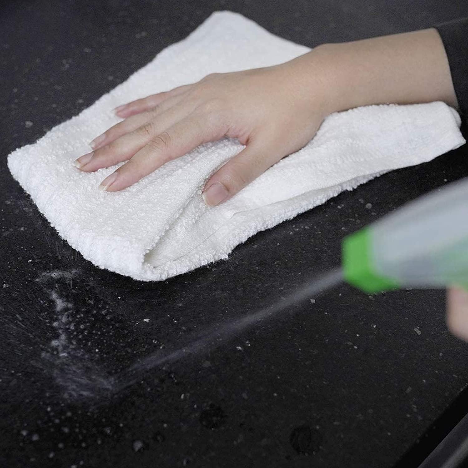 Bar Mop White Ribbed 16x19 Pack of 24, 100% Cotton Absorbent Kitchen Towel Dish Towels and Dishcloths Towels Sets Washcloth Restaurant Cleaning Rags Towel