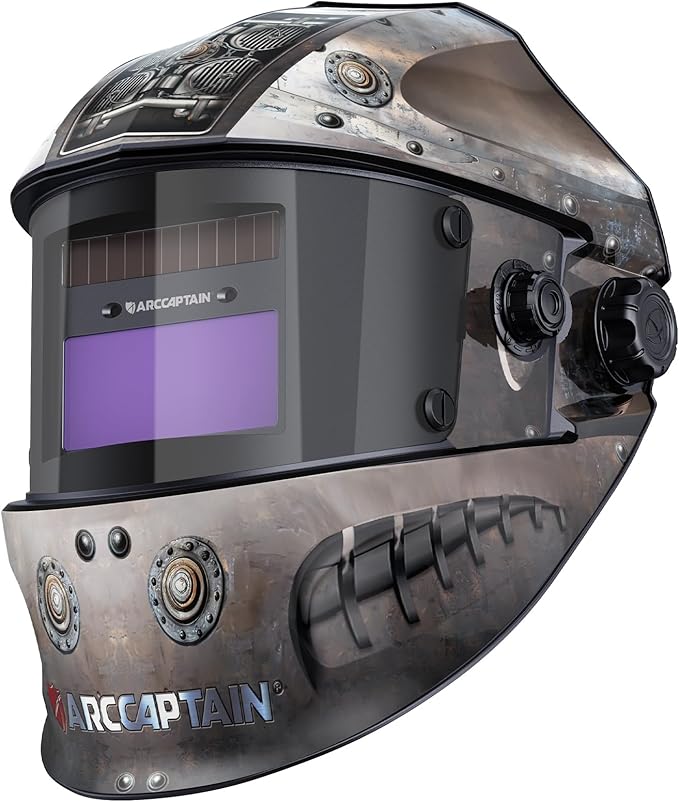 ARCCAPTAIN True Color Auto Darkening Welding Helmet with Upgraded Arc Sensor, 1/1/1/1 Top Optical Clarity Solar Power Welding Hood, 1/25000s Response Time, 4/9-13 for TIG MIG ARC Welding Mask, Rivet