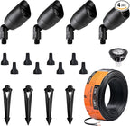 VISTA 4 Pack Cast Aluminum Landscape Spotlights, Low Voltage Landscape Lighting Spot Lights Outdoor with 4.5W MR16 LED Bulb for Yard, Garden, Lawn, Tree