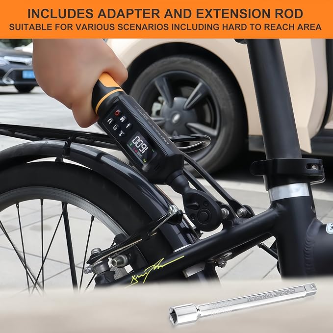 Digital Torque Wrench 1/4 Drive, 1.1-22.1 Ft-lbs/1.5-30Nm Range, Electric Torque Wrench with Dual Direction Ratchet, ±1% Accuracy with Vibration, Buzzer and LED Alert