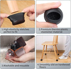 Ezprotekt 24 Pcs Extra Large Chair Leg Floor Protectors for Hardwood Floors, Felt Furniture Pads Covers, Floor Protectors for Chair, Round Bar Stool Leg Protectors Caps (XL Fit: 1.4"-1.65", Black)