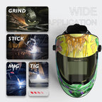 YESWELDER Auto Darkening Welding Helmet with SIDE VIEW, 180° Panoramic View, 1/1/1/1 True Color Solar Powered Welder Hood, Wide Shade 3/5-9/9-13 Welder Mask for TIG MIG ARC CUT and GRIND, LYG-Q800D