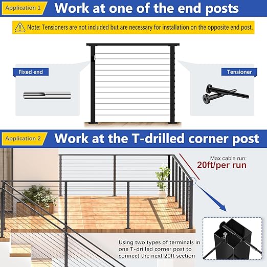 30Pack T316 Stainless Steel 1/10" 1/8" Adjustable Invisible Cable Railing Hardware Kit, Terminal Toggle Anchor Angle, Indoor Outdoor Railing Kit for Metal Corner Post Wall Post, Brushed