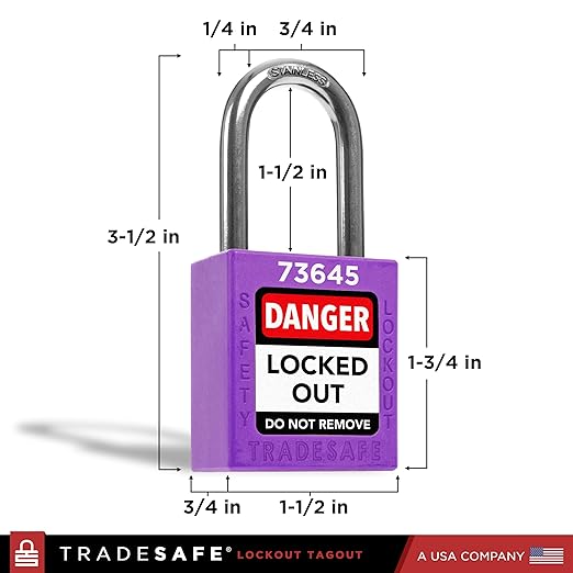 TRADESAFE Lockout Tagout Locks Set - 10 Purple Loto Locks, Lockout Locks Keyed Different, 2 Keys Per Lock, OSHA Compliant Lock Out Tag Out Padlocks, Safety Padlocks for Electrical Lockout Tag Out Kits