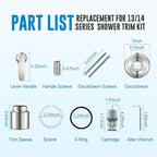 Replacement for Delta Classic 13 Series Single-Function Trim Kit, T13010 Shower Handle, Fit Delta Shower Valve R10000 Series, Brushed Nickel (Cartridge Included)