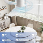 52-Inch White Ceiling Fan Without Light, Modern Low-Profile Flush Mount Fan with Remote, 6-Speed Reversible Quiet DC Motor,for Balcony, Living Room, Bedroom (No Light)