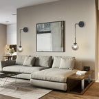 KCO Lighting Black Glass Globe Wall Sconce Set of 2 Farmhouse Industrial Wall Lamp with Adjustable Cord Mid Century Modern Wall Mount Reading Light for Bathroom Mirror Bedside Stairs (Smoke Grey)