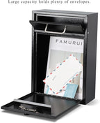 KYODOLED Steel Combination Lock Mail Boxes Outdoor, Locking Wall Mount Mailbox,Security Lock Drop Box, Collection Boxes,16.2H x 11.22L x 4.72W Inches, Black X Large